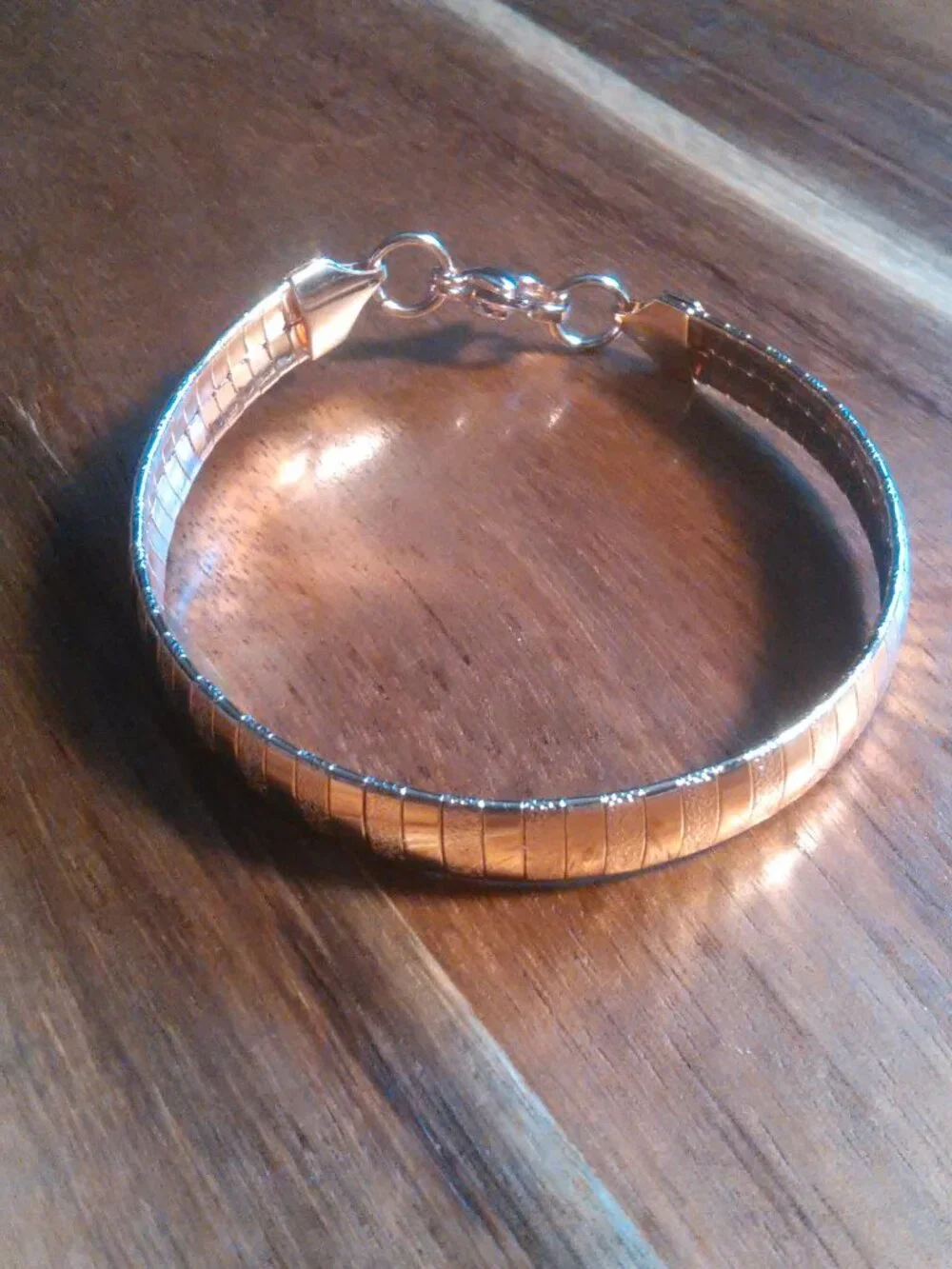 Omega Sandblast Ion Plated Rose Gold over Stainless Steel Bracelet (7 Inch)